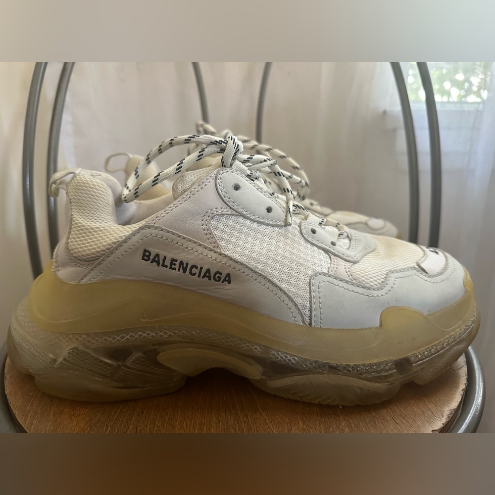 Balenciaga Triple S White Clear Sole Shoes Womens Size 12
